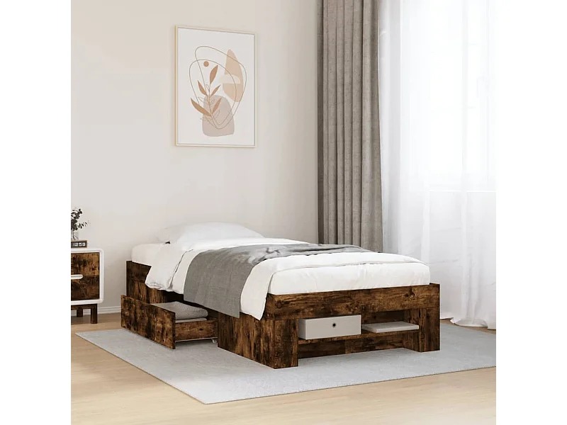 Bedframe zonder matras hout gerookt eikenkleurig 100x200 cm