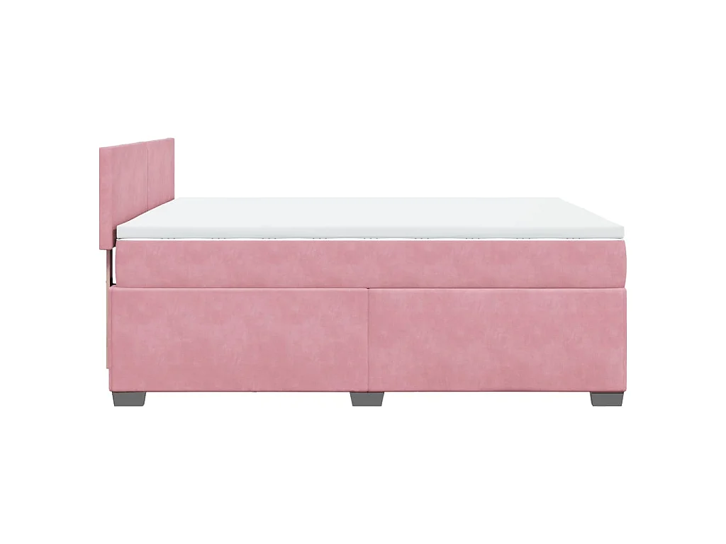 Cama box spring con colchón terciopelo rosa oscuro 140x200 cm