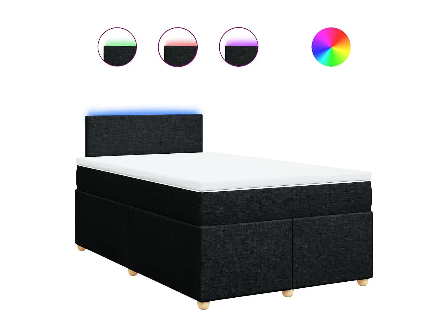 Sommier à lattes de lit avec matelas Noir 120x200 cm Tissu