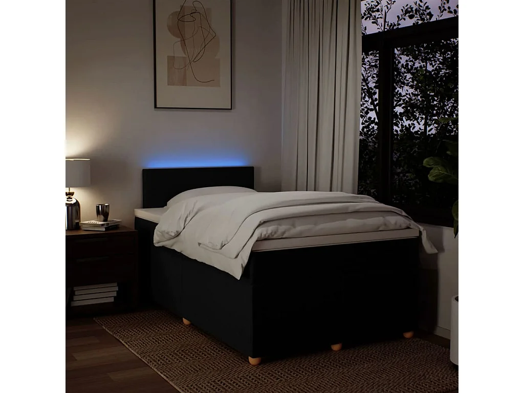 Sommier à lattes de lit avec matelas Noir 120x200 cm Tissu