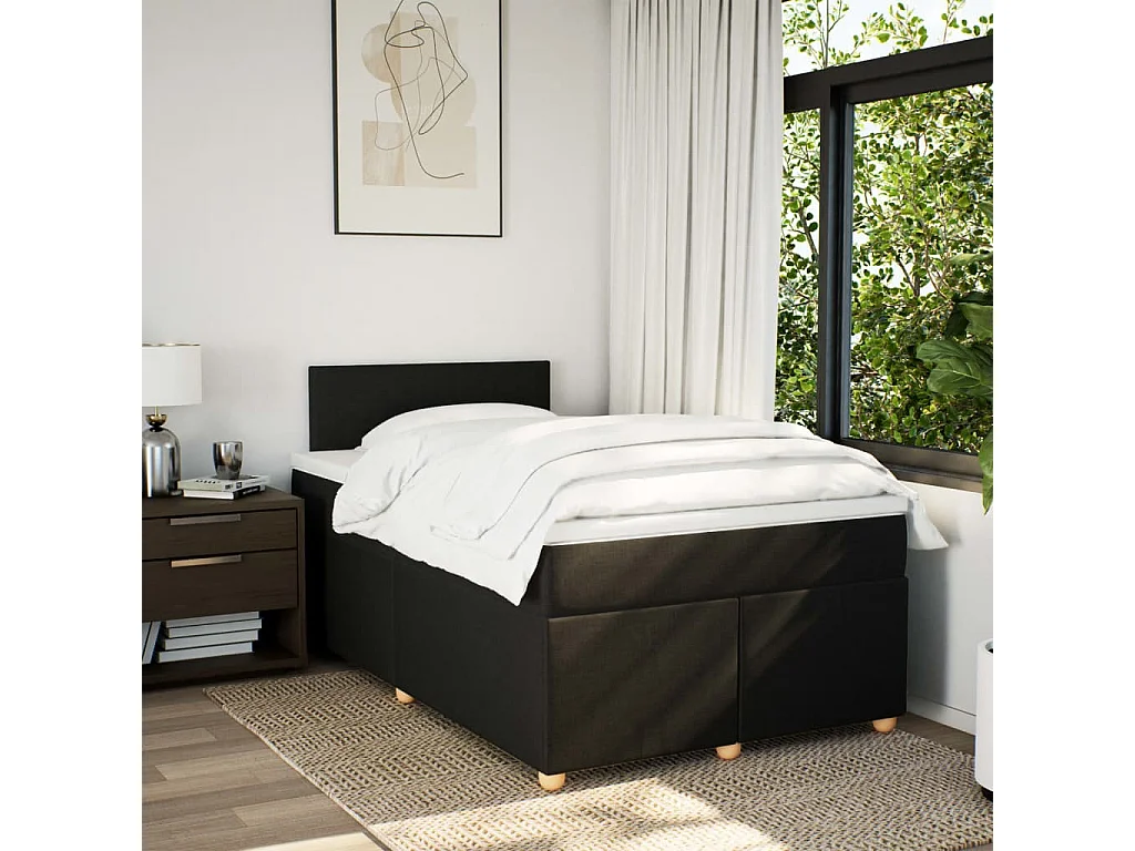 Boxspring met matras stof zwart 120x200 cm