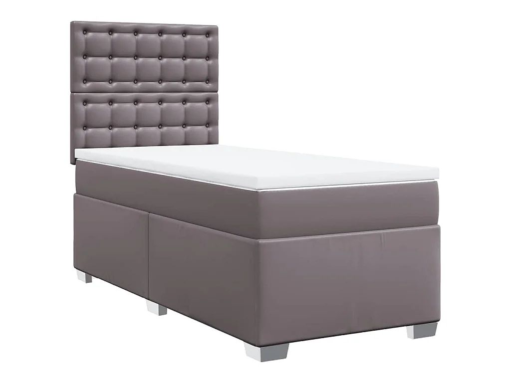 Boxspring met matras kunstleer grijs 80x200 cm
