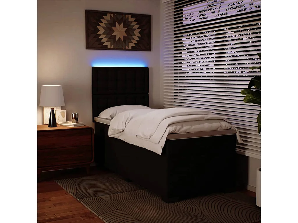 Boxspringbett mit Matratze Schwarz 80x200 cm Kunstleder