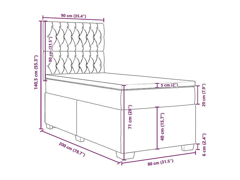 Boxspringbett mit Matratze Taupe 80x200 cm Stoff