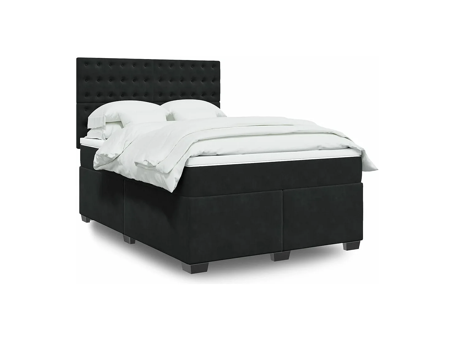 Boxspring met matras fluweel zwart 140x190 cm