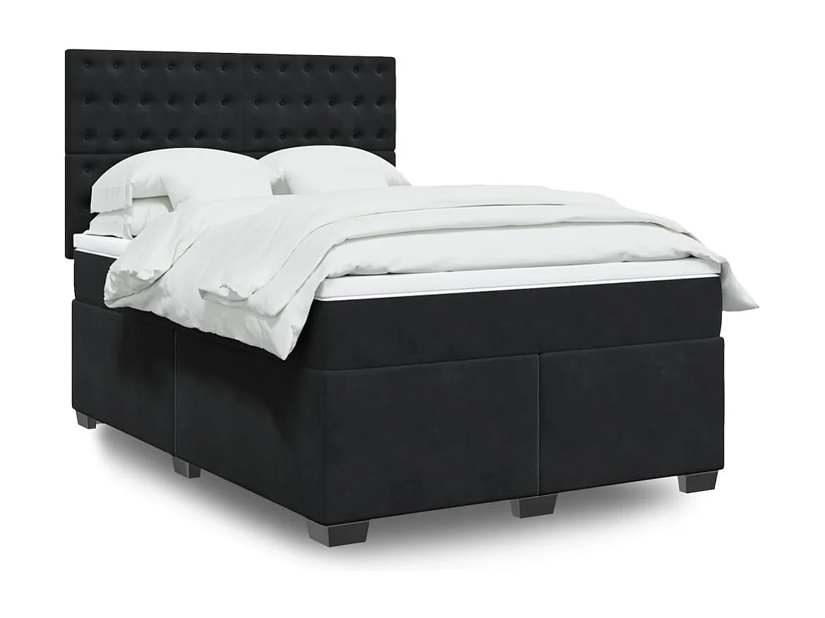 Boxspring met matras fluweel zwart 140x190 cm