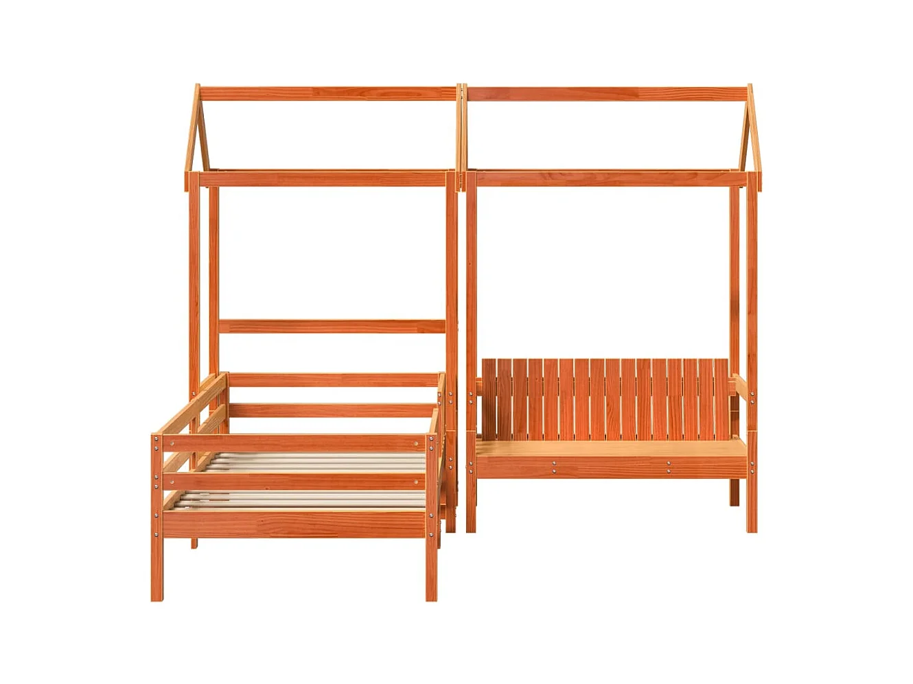 Kinderbed met huisje massief grenenhout wasbruin 80x200 cm