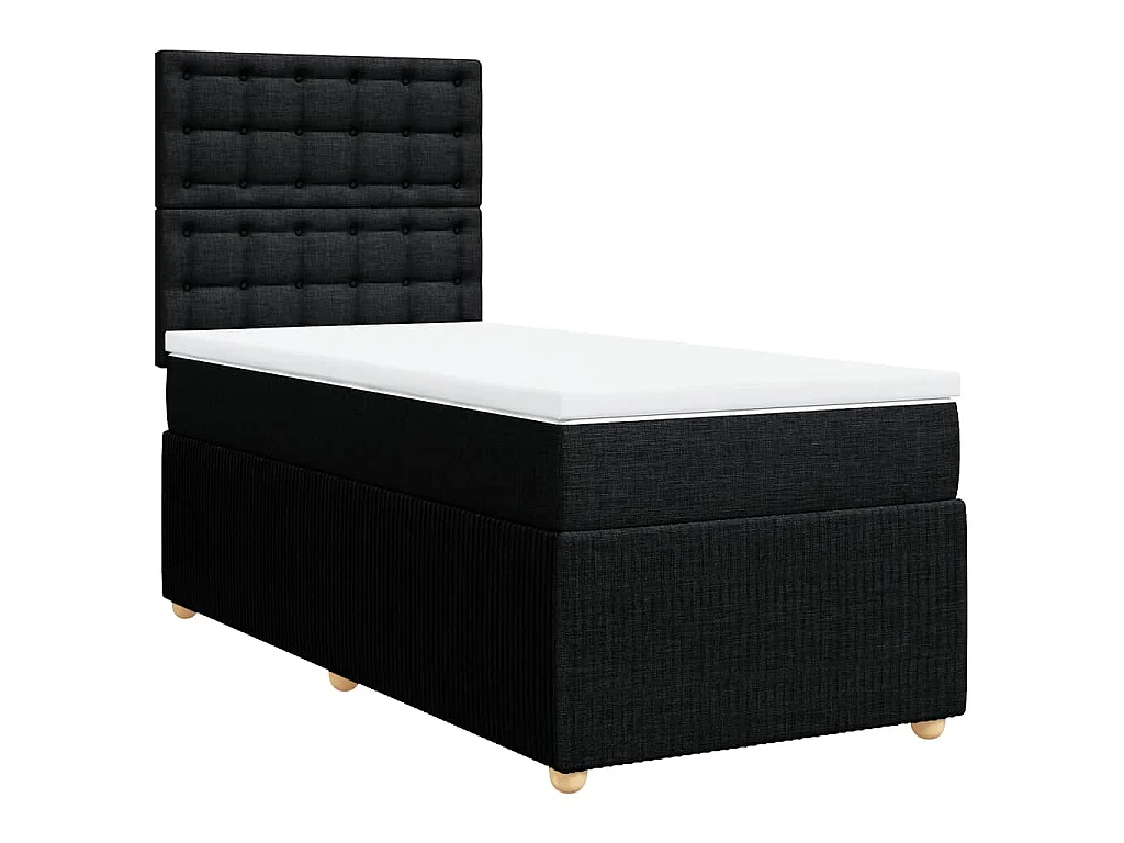 Giroletto a Molle con Materasso Nero 90x190 cm in Tessuto