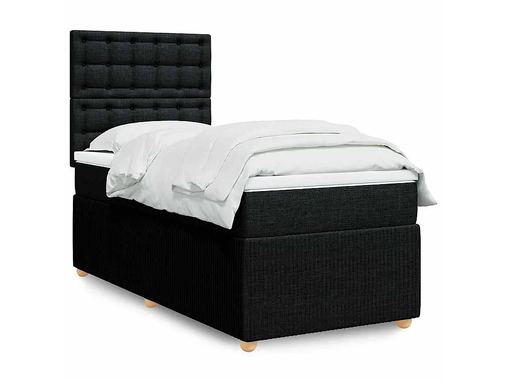 Giroletto a Molle con Materasso Nero 90x190 cm in Tessuto