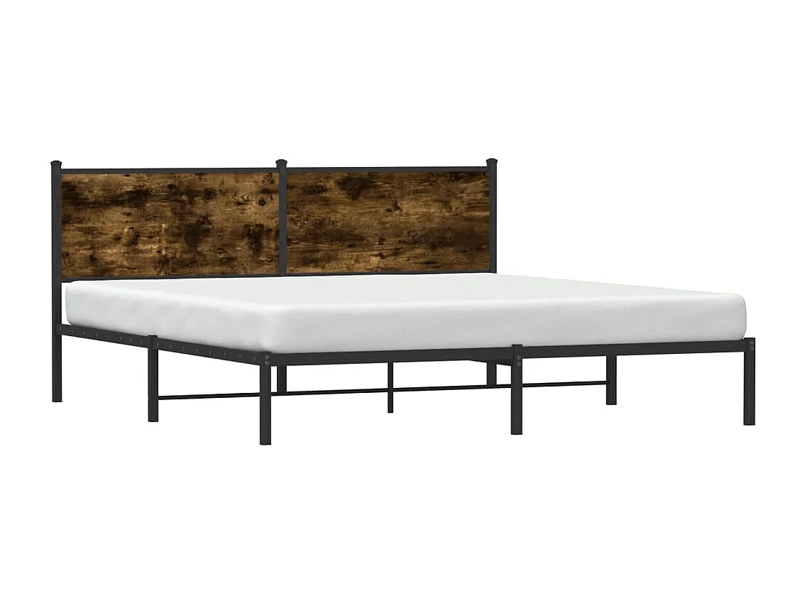 Cadre de lit en métal sans matelas chêne fumé 180x200 cm