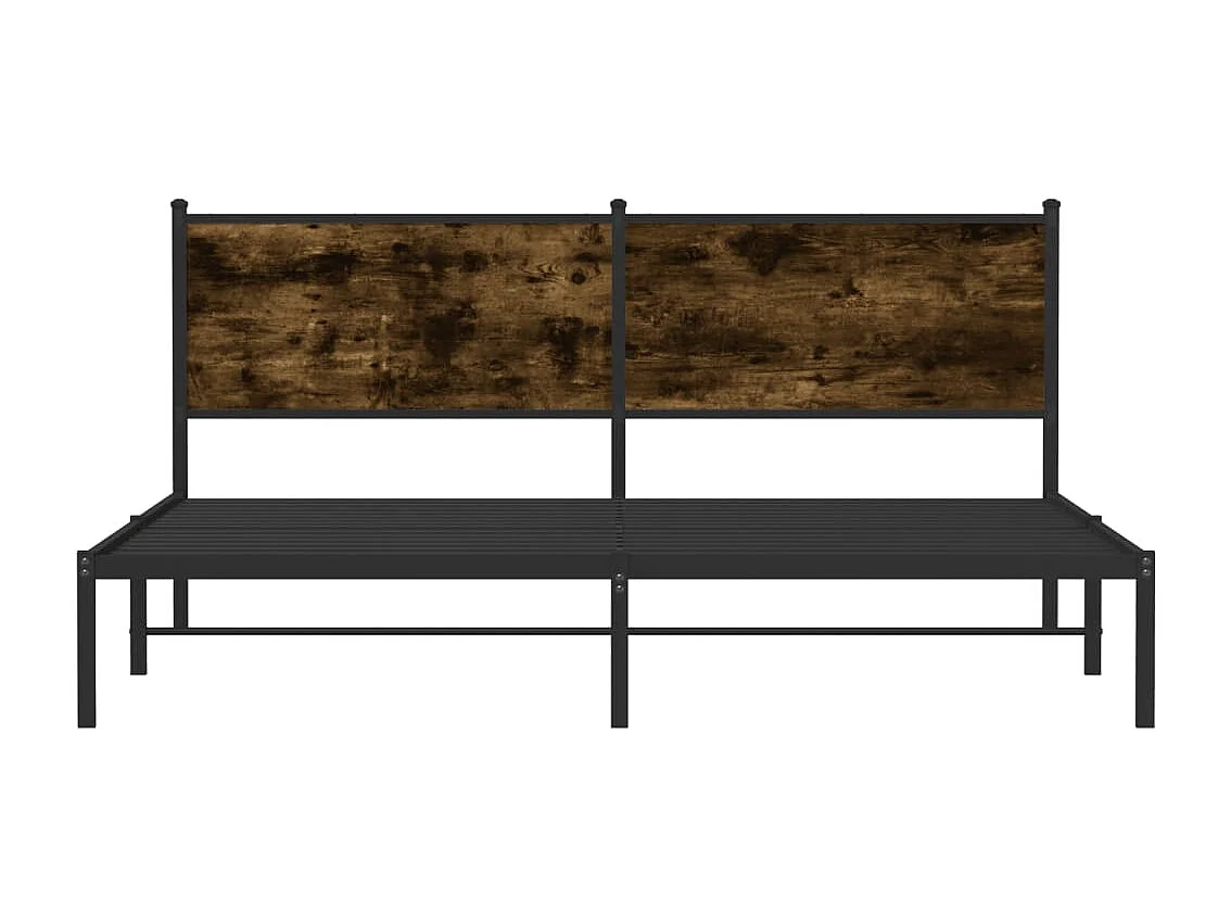 Cadre de lit en métal sans matelas chêne fumé 180x200 cm