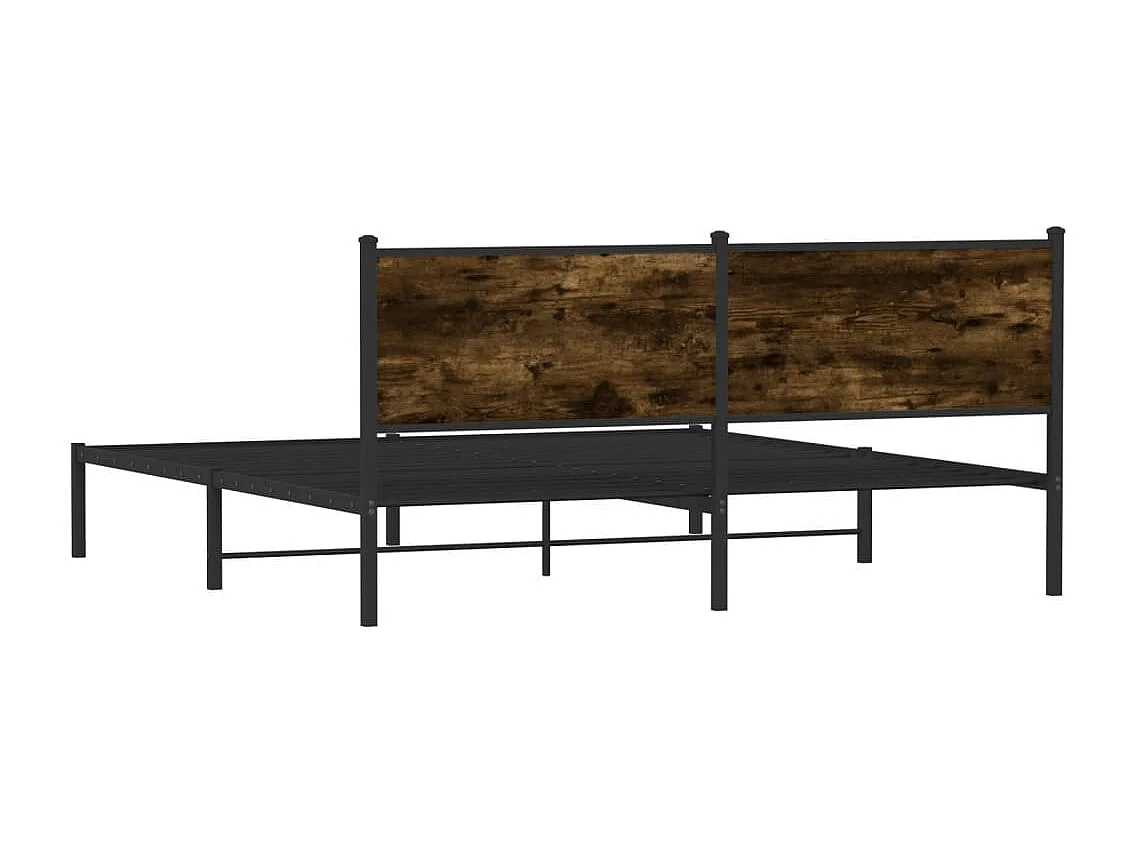 Cadre de lit en métal sans matelas chêne fumé 180x200 cm
