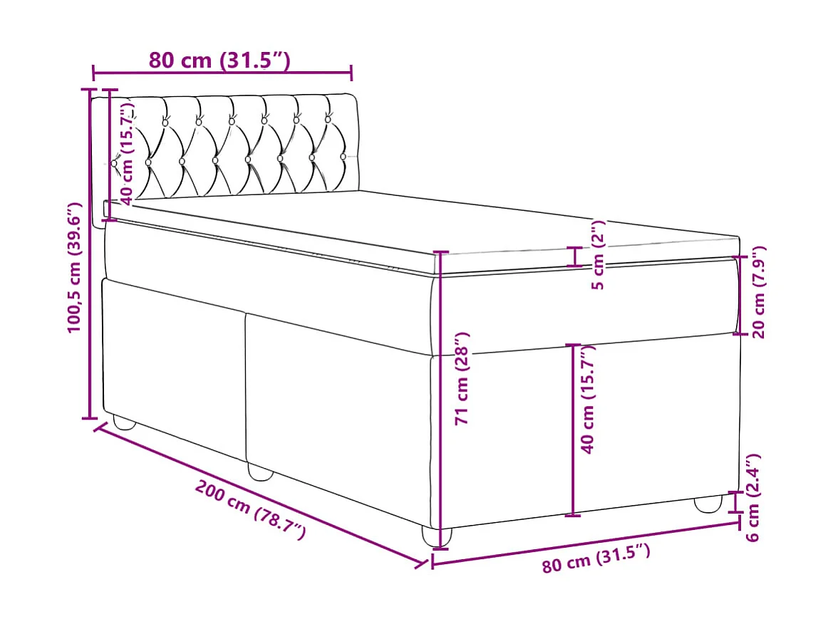Giroletto a Molle con Materasso Tortora 80x200 cm inTessuto
