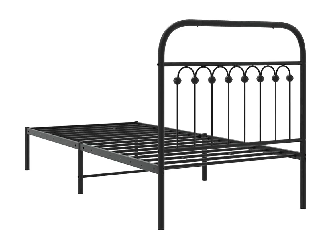 Cadre de lit métal sans matelas avec tête de lit noir 90x200 cm