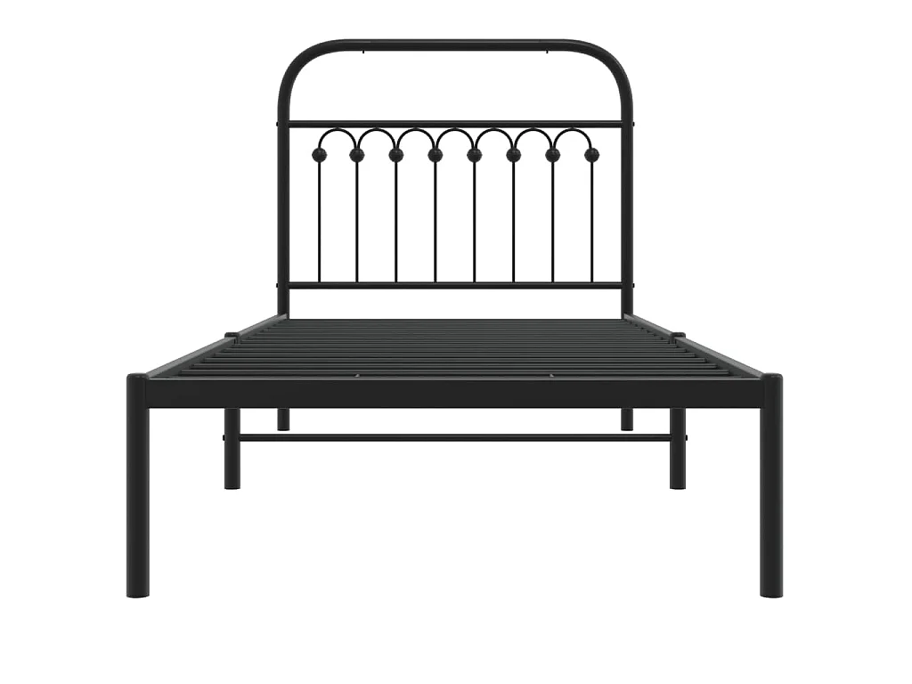 Bedframe met hoofdbord metaal zwart 90x200 cm