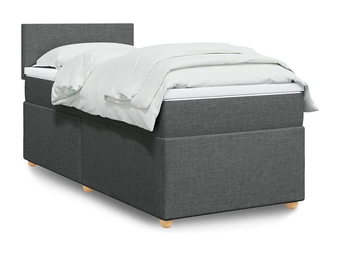 Sommier à lattes de lit avec matelas Gris foncé 90x200 cm Tissu