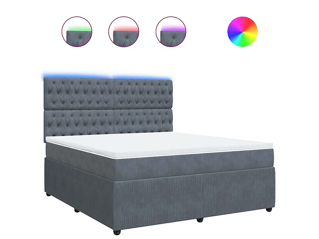 Boxspringbett mit Matratze Dunkelgrau 180x200 cm Samt