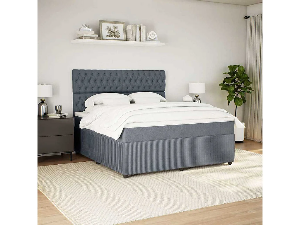 Boxspringbett mit Matratze Dunkelgrau 180x200 cm Samt