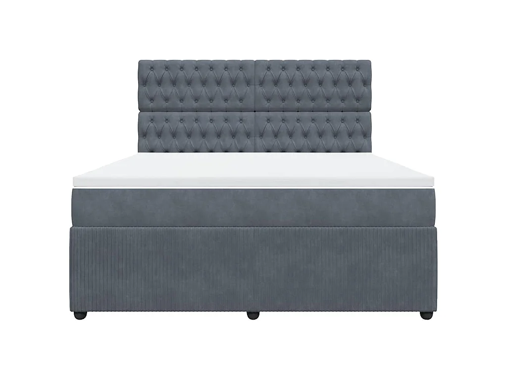 Boxspringbett mit Matratze Dunkelgrau 180x200 cm Samt
