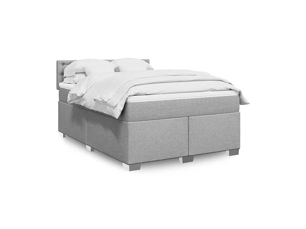 Sommier à lattes de lit avec matelas Gris clair 160x200cm Tissu