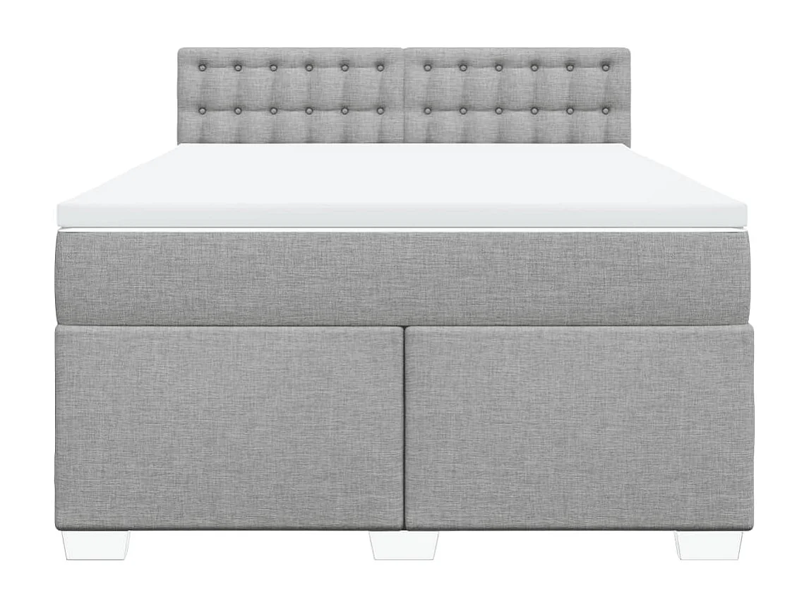 Cama box spring con colchón tela gris claro 160x200 cm