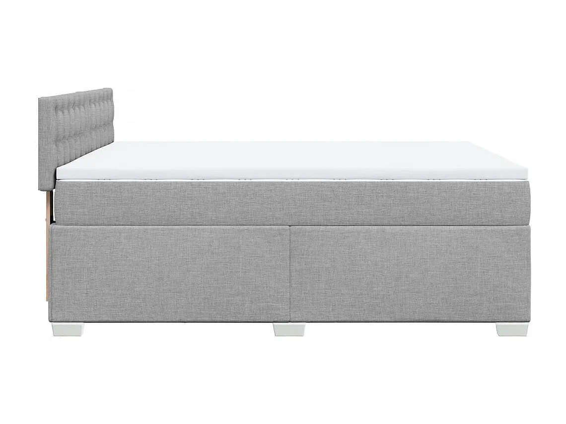 Cama box spring con colchón tela gris claro 160x200 cm