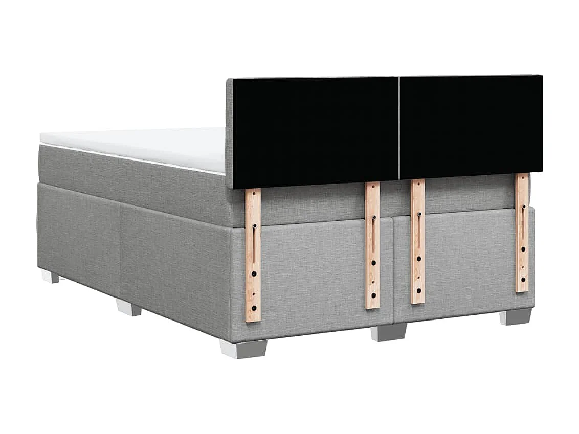 Cama box spring con colchón tela gris claro 160x200 cm