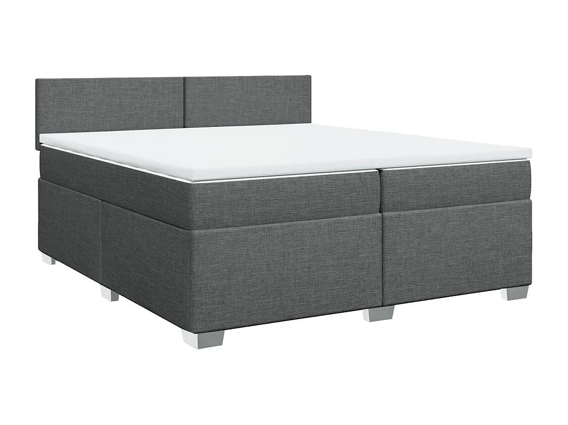 Sommier à lattes de lit avec matelas Gris foncé 200x200cm Tissu