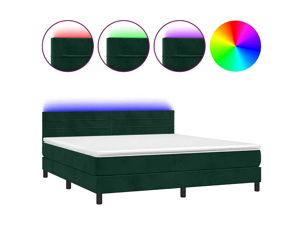 Sommier à lattes de lit avec matelas LED Vert foncé 180x200 cm