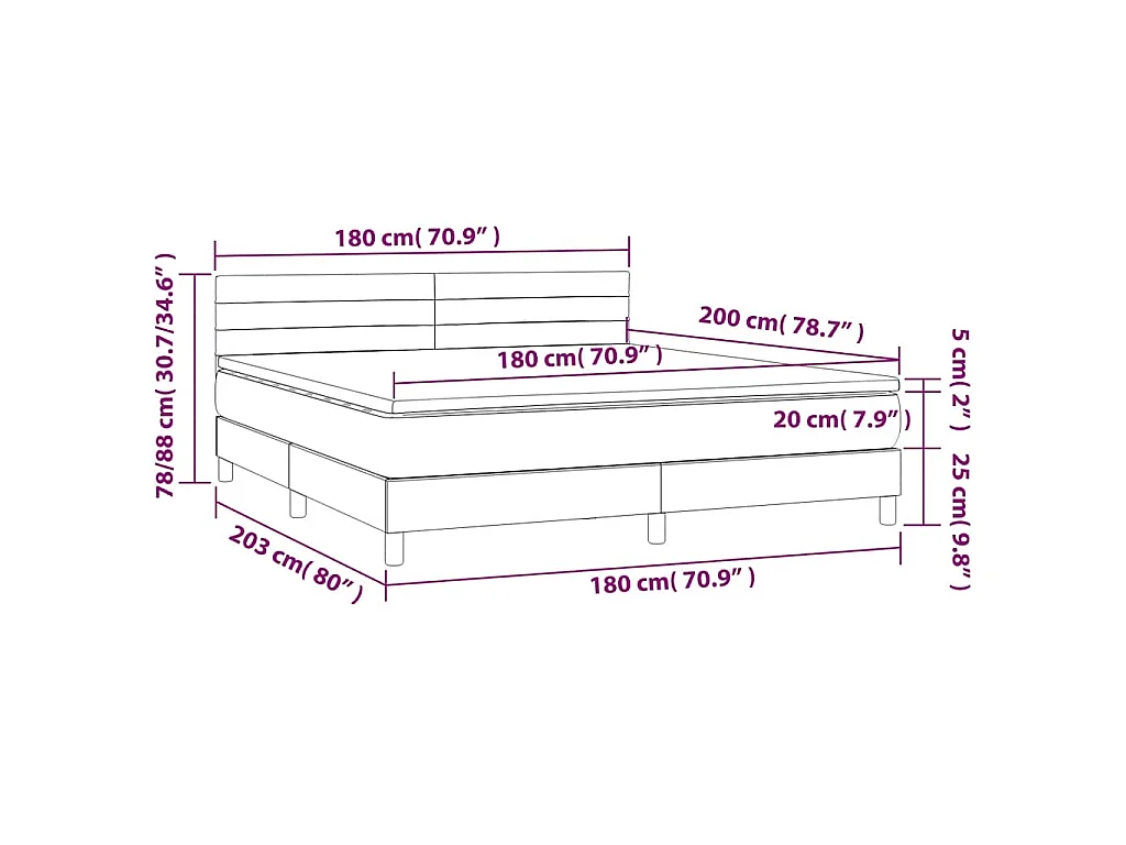 Sommier à lattes de lit avec matelas LED Vert foncé 180x200 cm