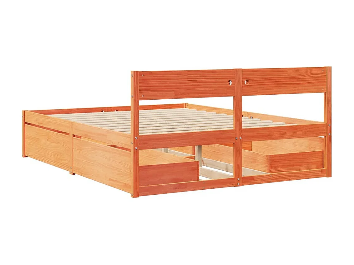 Bedframe zonder matras massief grenenhout wasbruin 160x200 cm