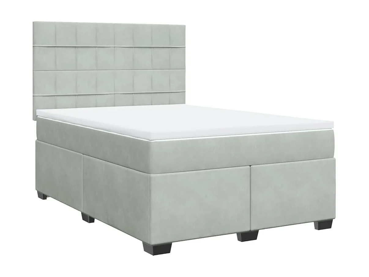 Boxspring met matras fluweel lichtgrijs 140x190 cm