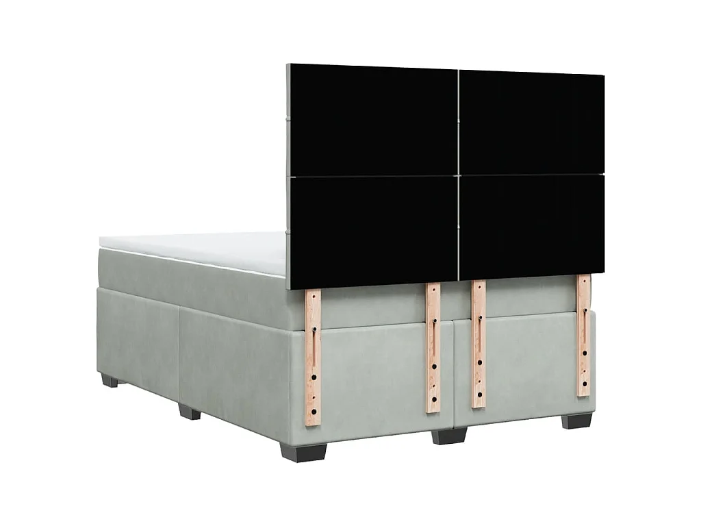 Boxspring met matras fluweel lichtgrijs 140x190 cm