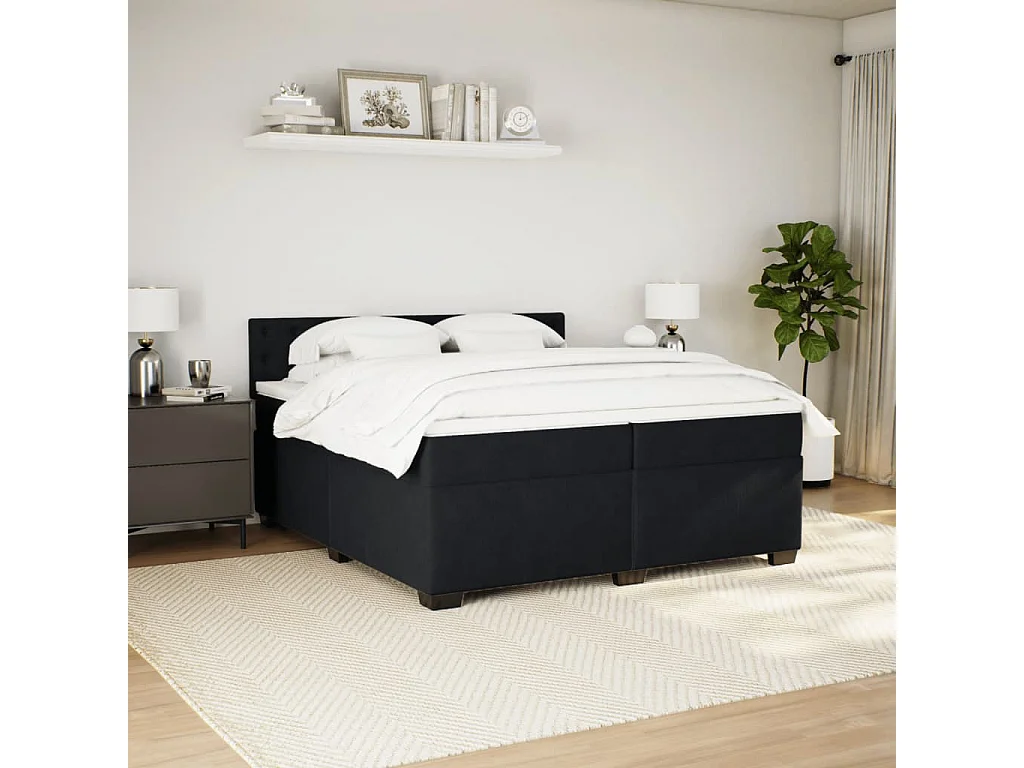 Boxspringbett mit Matratze Schwarz 200x200 cm Samt