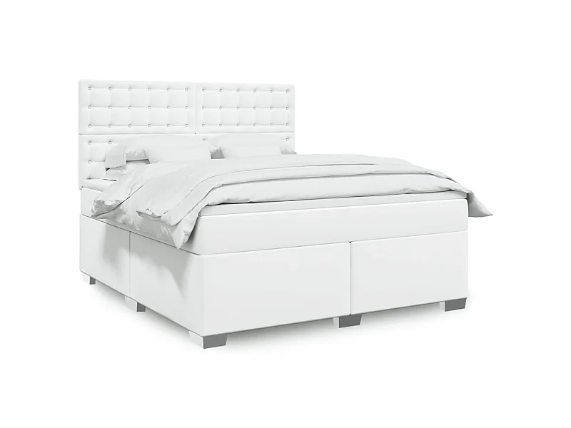 Boxspring met matras kunstleer wit 180x200 cm