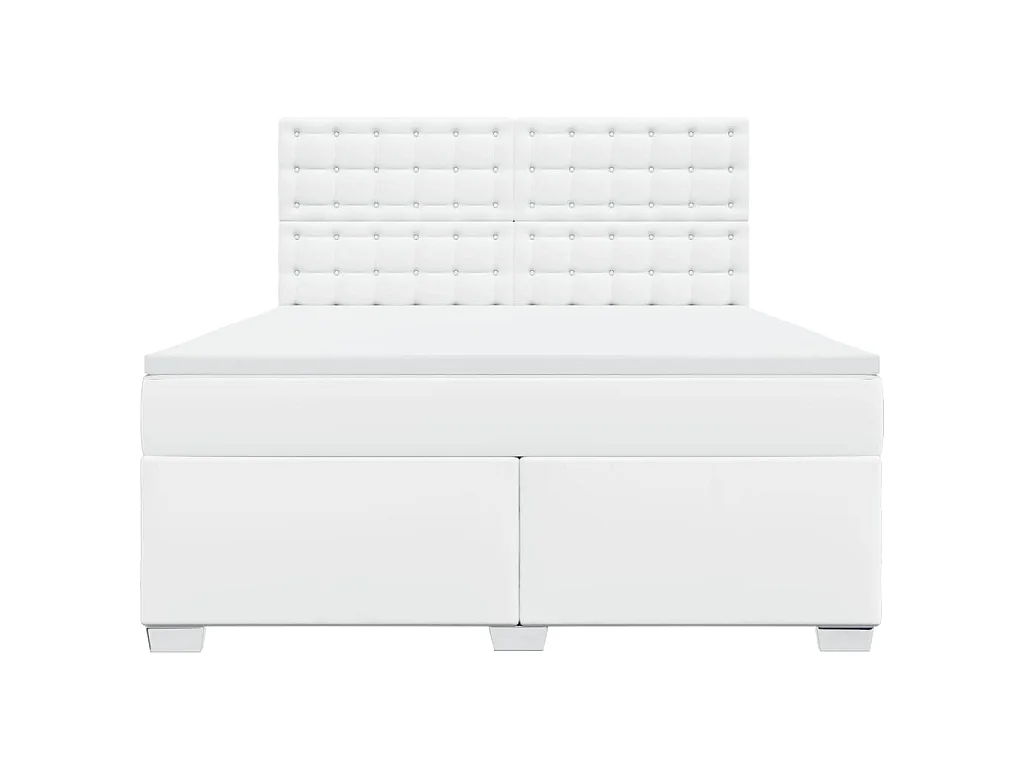 Boxspringbett mit Matratze Weiß 180x200 cm Kunstleder
