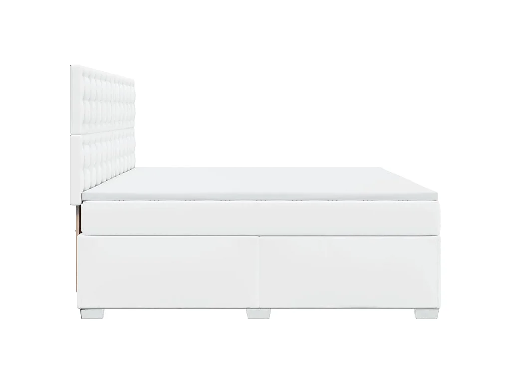 Boxspringbett mit Matratze Weiß 180x200 cm Kunstleder