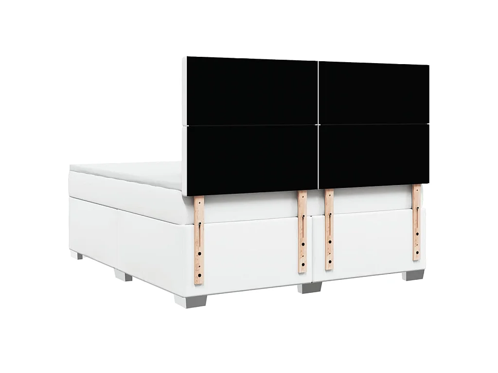 Boxspringbett mit Matratze Weiß 180x200 cm Kunstleder