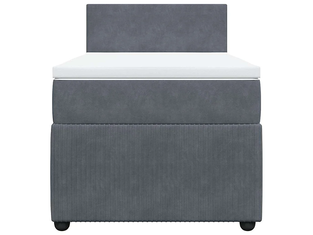 Cama box spring con colchón terciopelo gris oscuro 80x200 cm