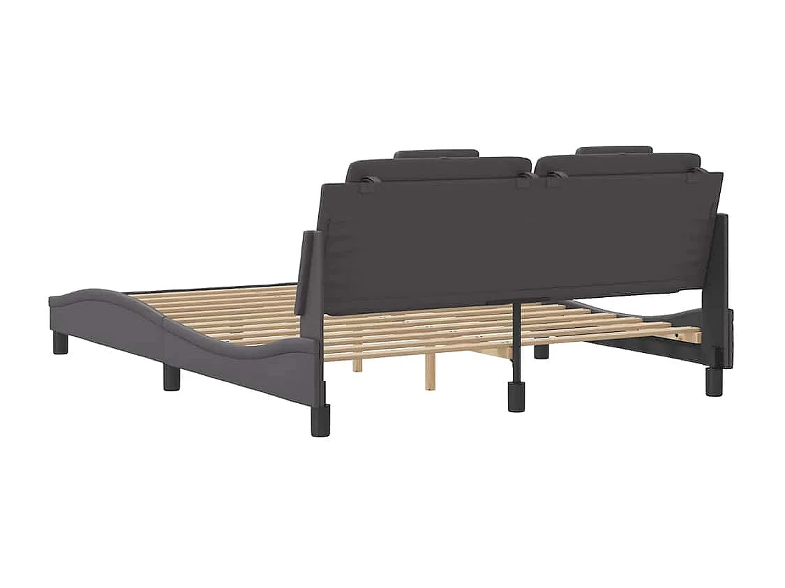 Cadre de lit Viana sans matelas gris 160x200 cm similicuir