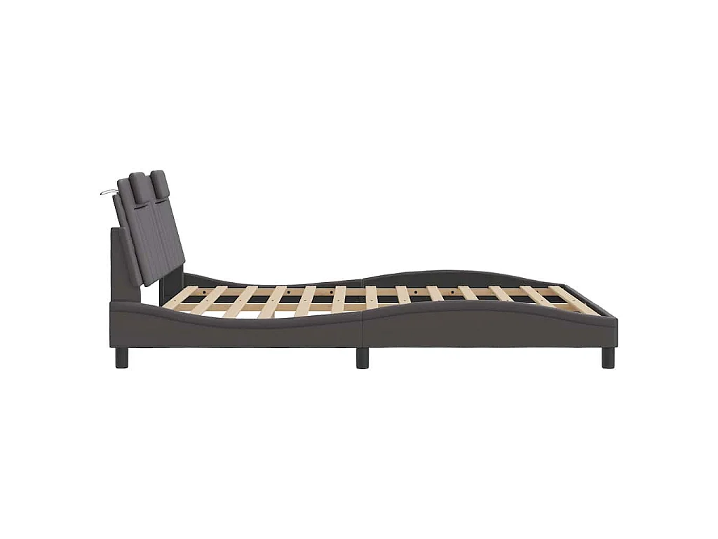 Cadre de lit Viana sans matelas gris 160x200 cm similicuir