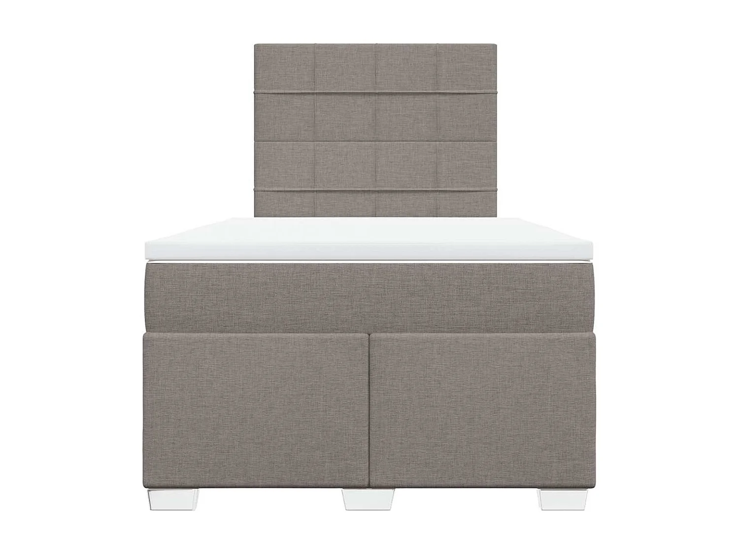 Cama box spring con colchón tela gris taupe 120x200 cm