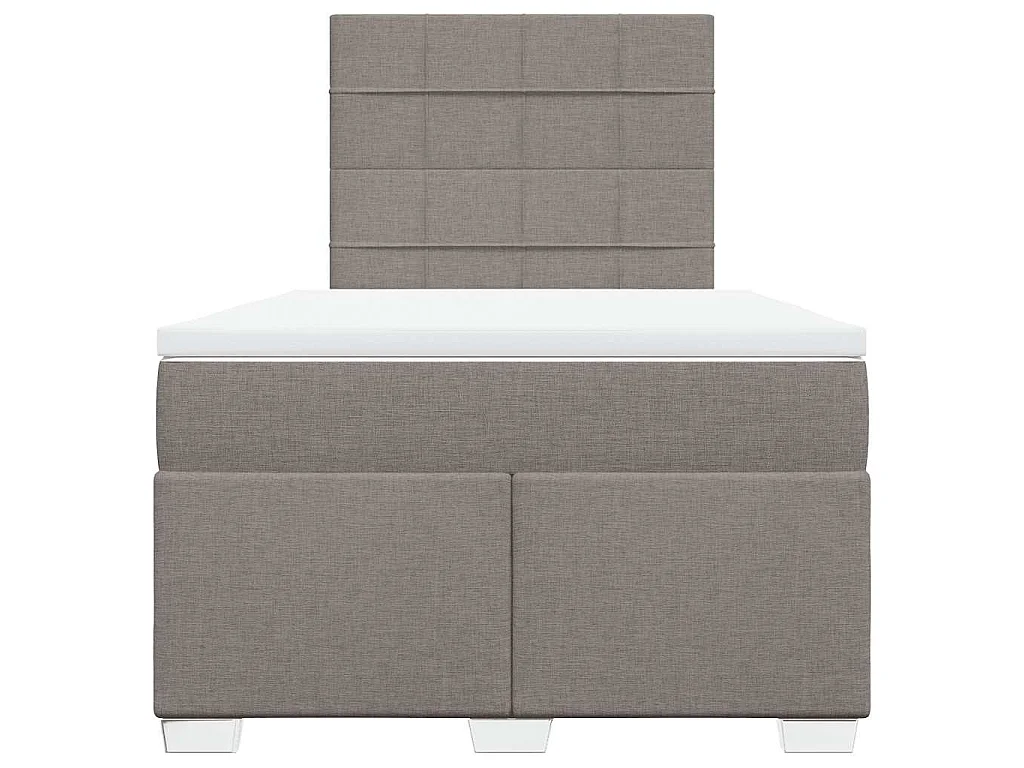 Cama box spring con colchón tela gris taupe 120x200 cm