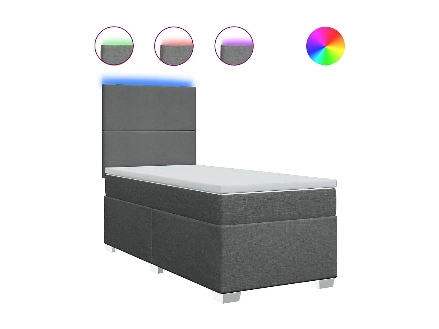 Sommier à lattes de lit avec matelas Gris foncé 100x200cm Tissu