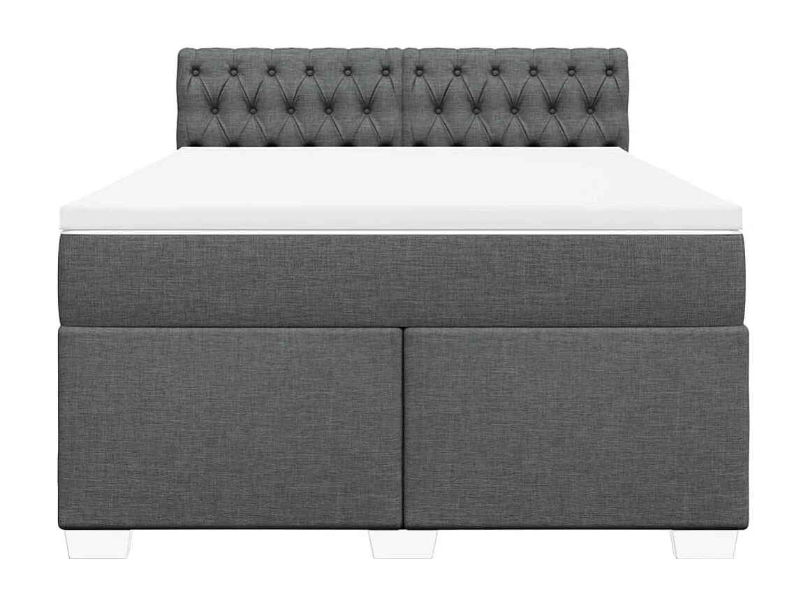 Sommier à lattes de lit avec matelas Gris foncé 140x190cm Tissu