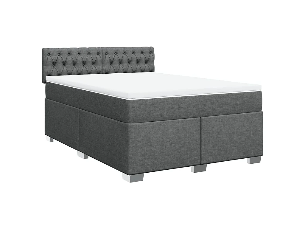 Cama com molas/colchão 140x190 cm tecido cinzento-escuro