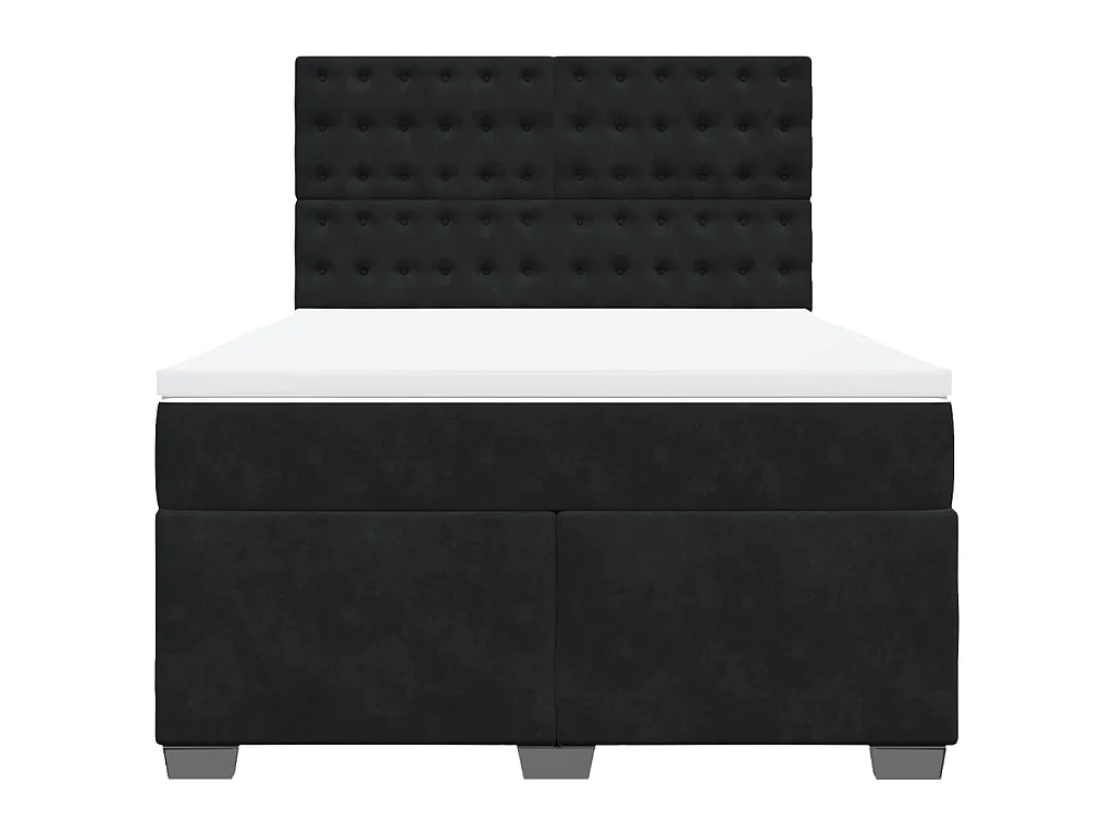 Cama box spring con colchón terciopelo negro 140x200 cm