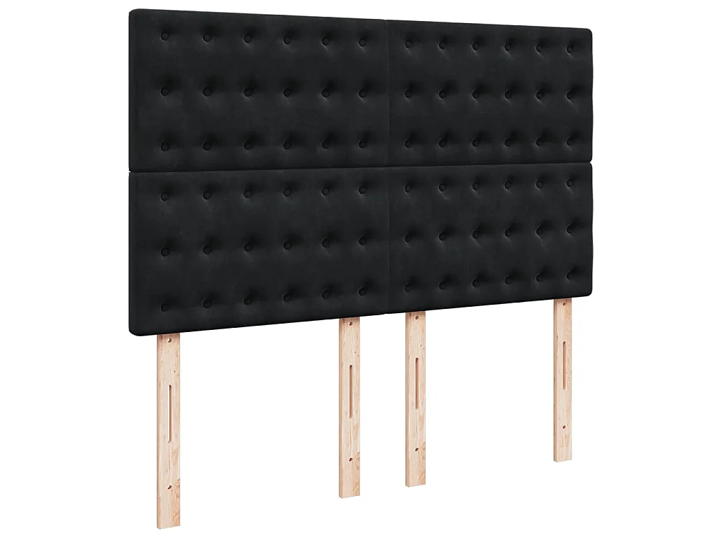 Cama box spring con colchón terciopelo negro 140x200 cm