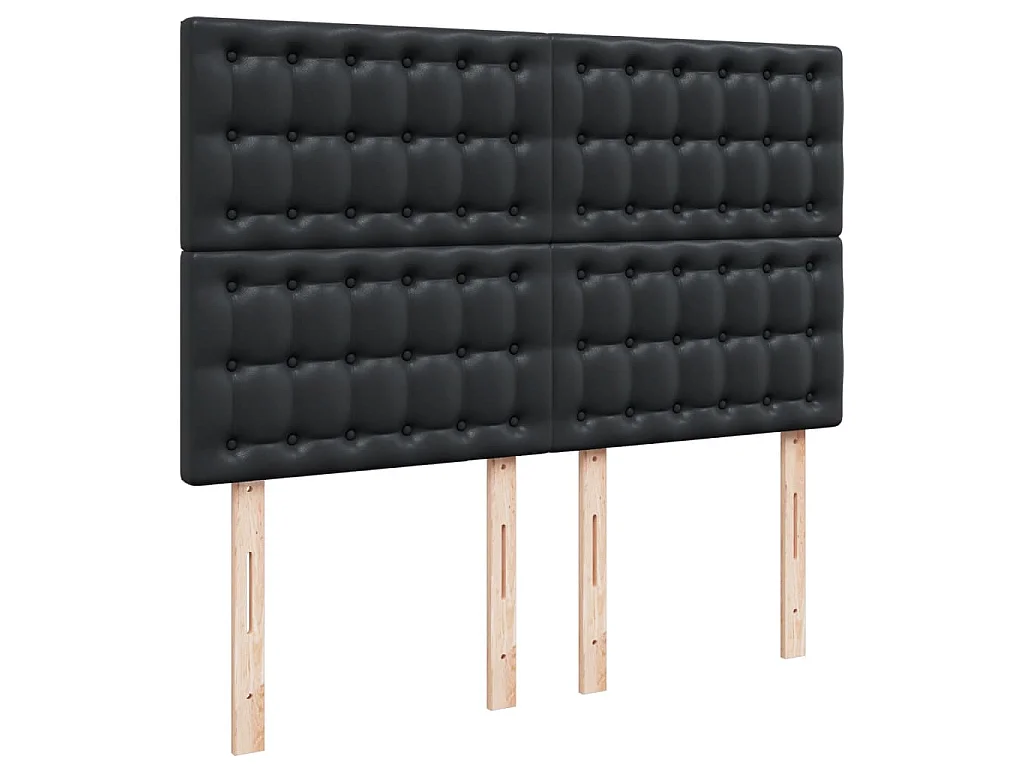Sommier à lattes de lit avec matelas Noir 140x190 cm Similicuir
