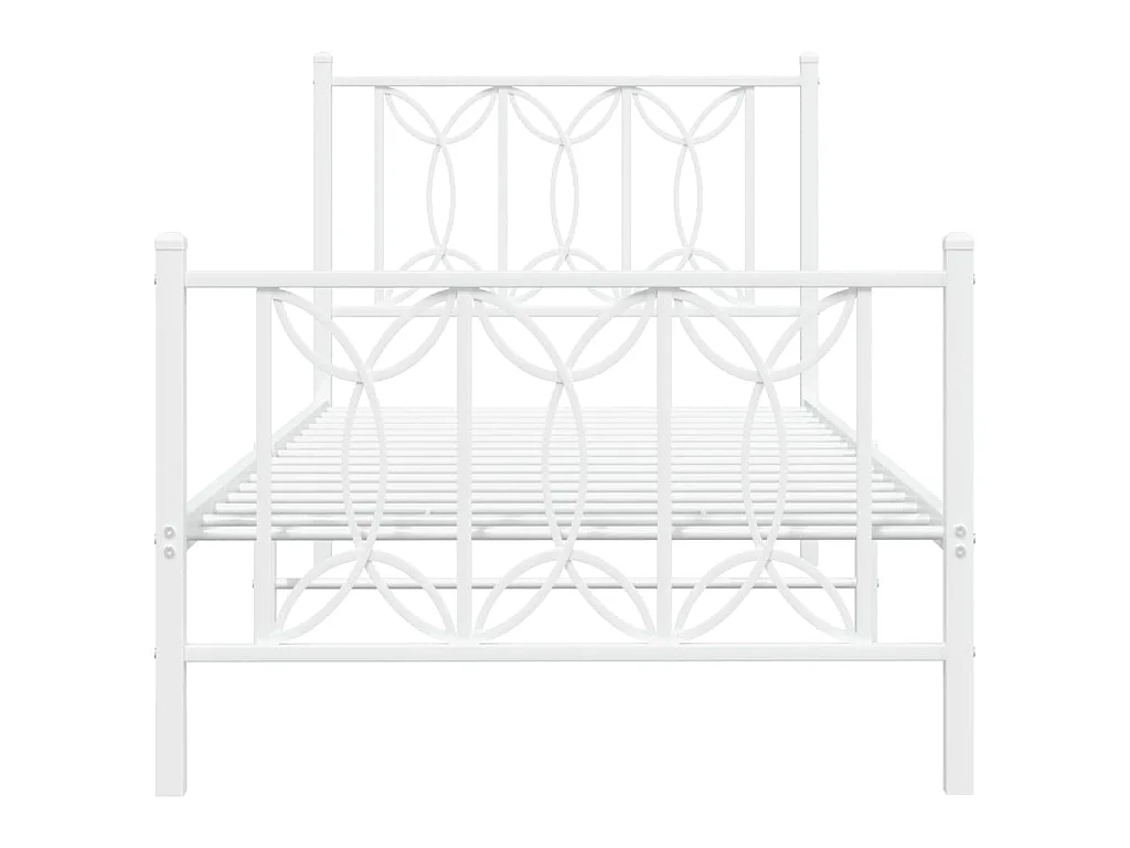 Bedframe met hoofd- en voeteneinde metaal wit 75x190 cm